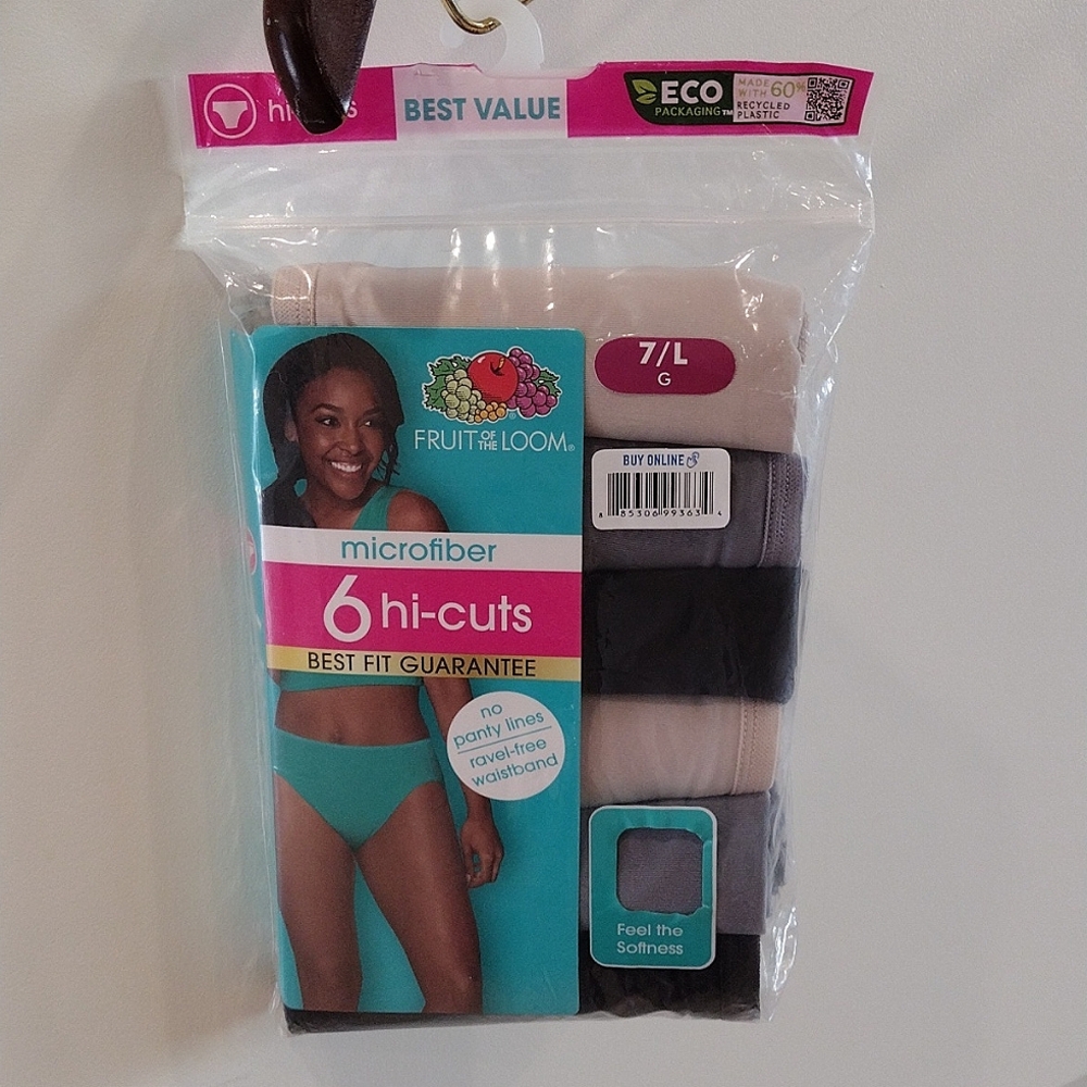 Brand New Fruit of the Loom Hi-Cut Panties Size 7 Neutral Colors  6 Pairs